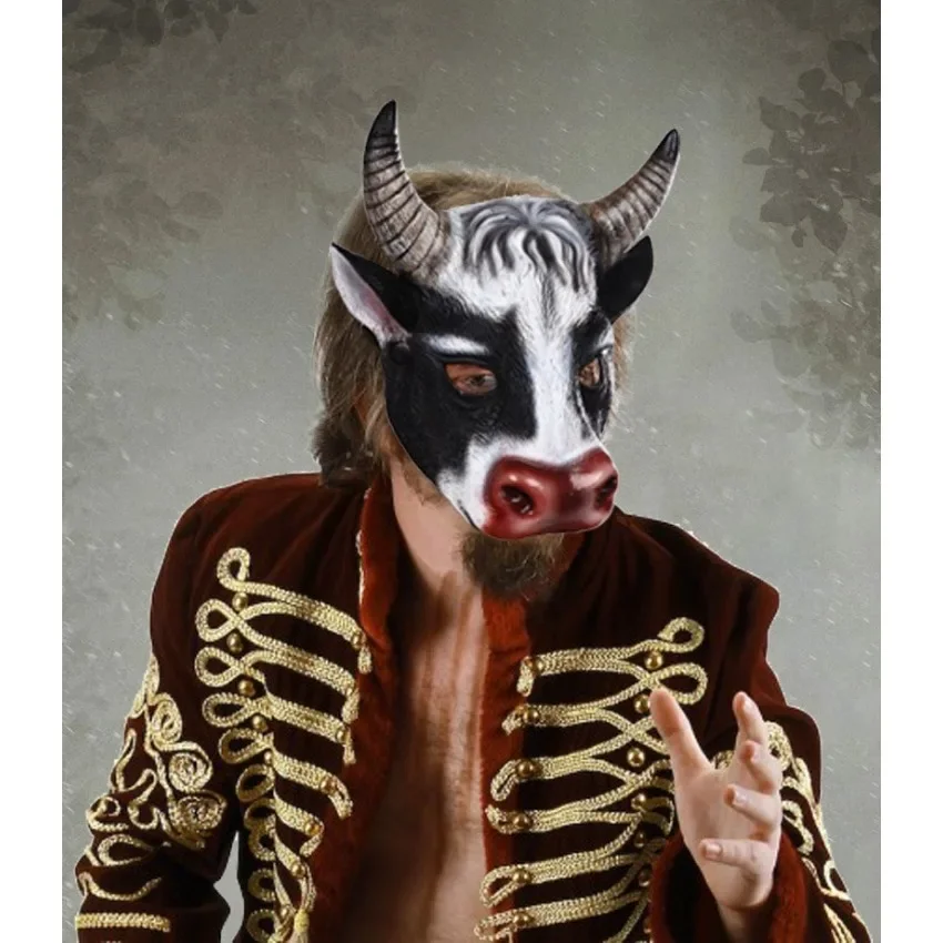 Cosplay Prop Foam - Masker Kepala Sapi Hewan Realistis 3D