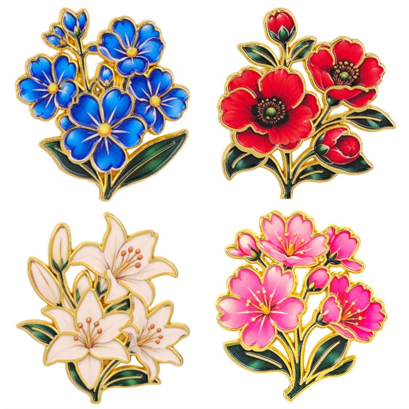 Cosplay Prop Bag - Pin Enamel Bunga Vintage Warna-warni Lucu,