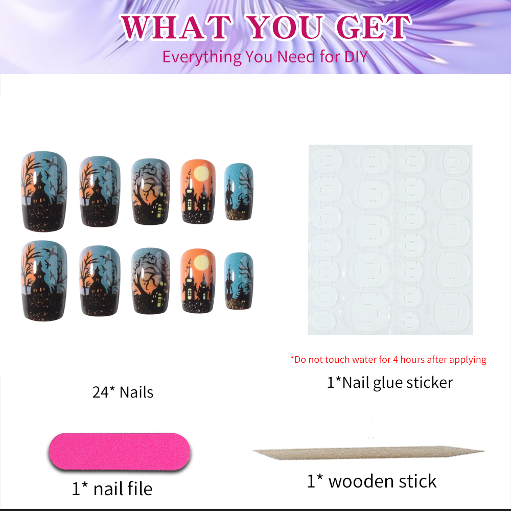 24 Buah, Kuku Palsu Pendek Ber - Cosplay Bat Prop ulasan dan harga