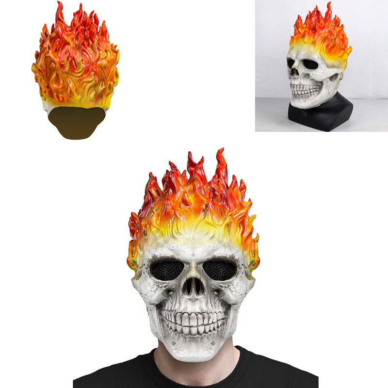Topeng Halloween Tengkorak Api - Cosplay Flame Prop ulasan dan harga
