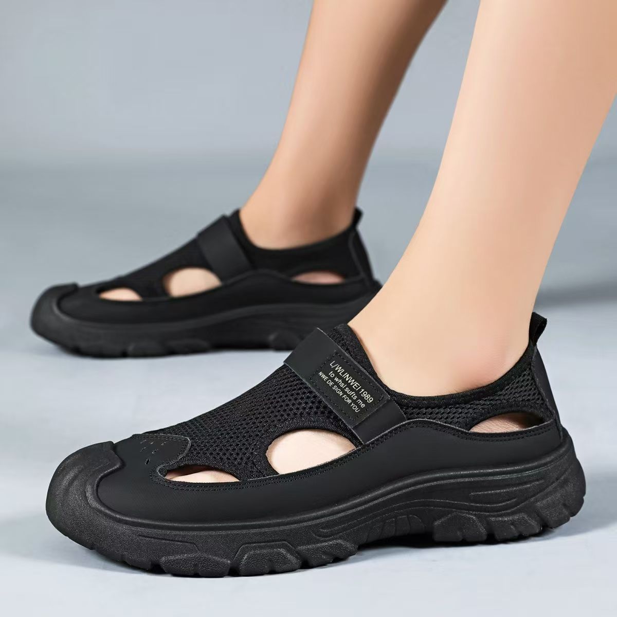 Sandal Kasual Man Mesh Baotou  - Velcro Hook Loop ulasan dan harga
