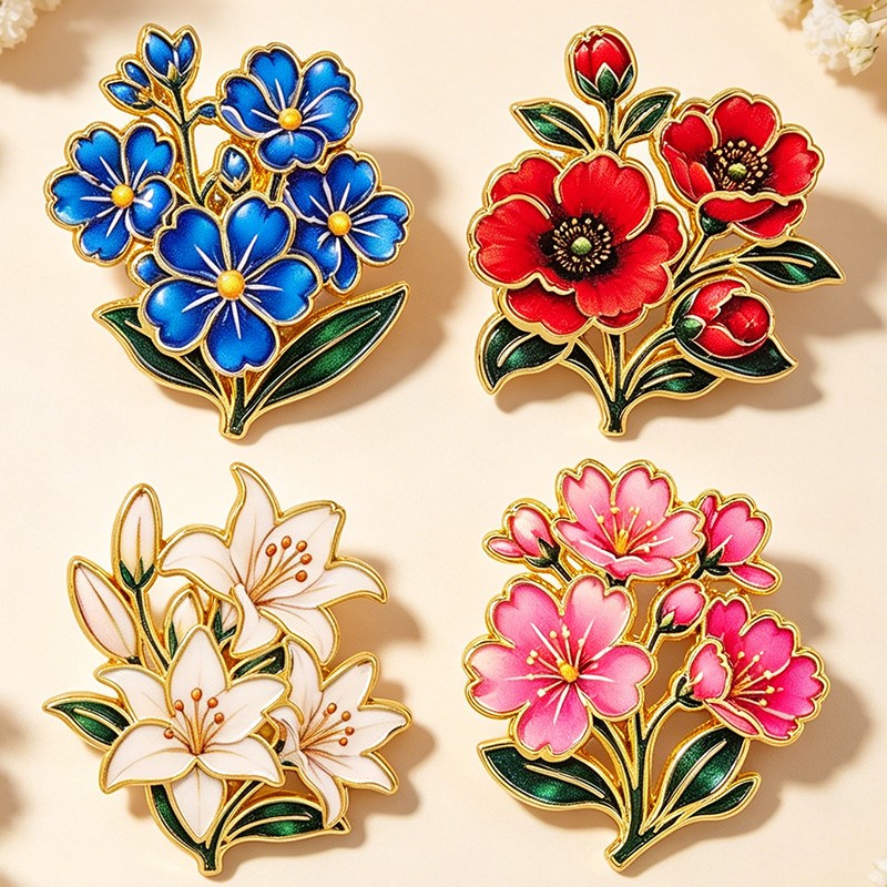 Pin Enamel Bunga Vintage Warna - Cosplay Prop Bag ulasan dan harga