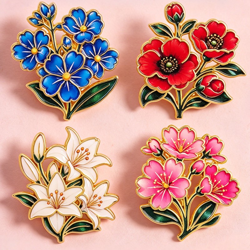 Pin Enamel Bunga Vintage Warna - Cosplay Prop Bag ulasan dan harga