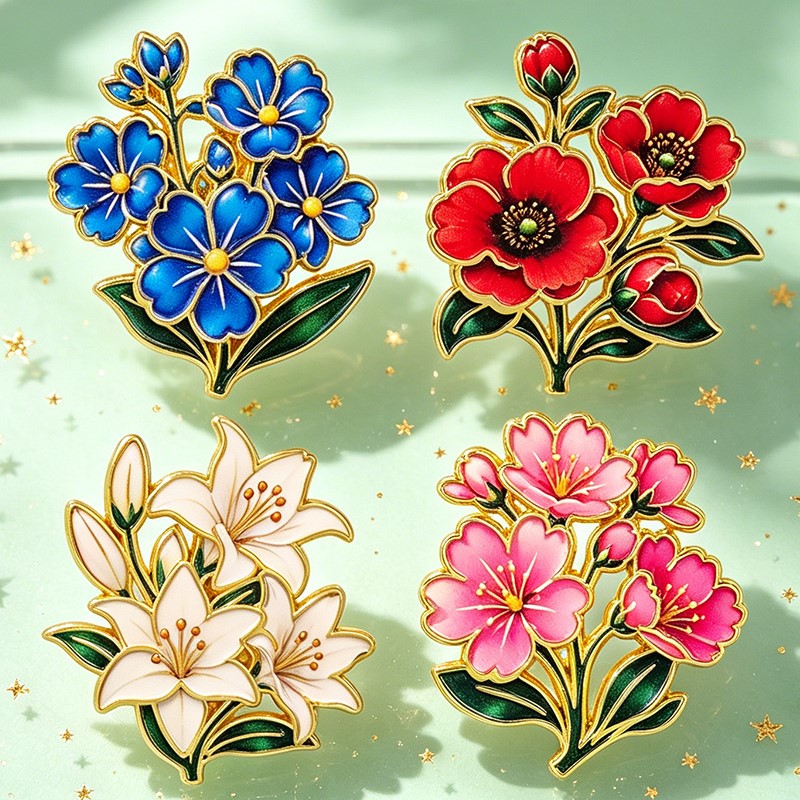 Pin Enamel Bunga Vintage Warna - Cosplay Prop Bag ulasan dan harga